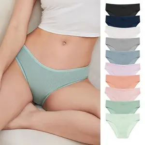 New cross-border plus-size panties, mid-low waist sexy women's panties, cotton ribbed girls' panties wholesale