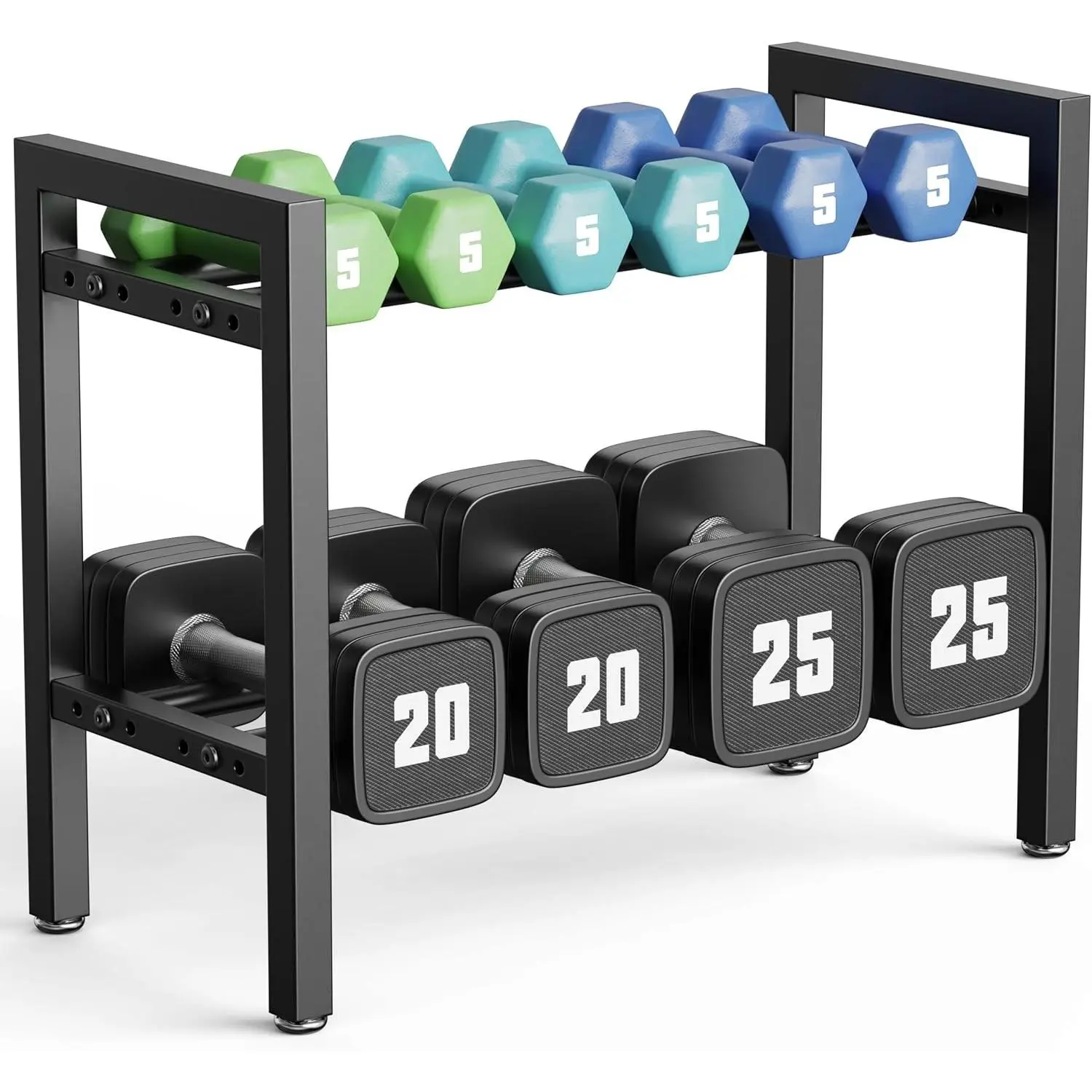 2-Tier Adjustable Dumbbell & Kettlebell Rack for Home Gym (Rack Only)Gift