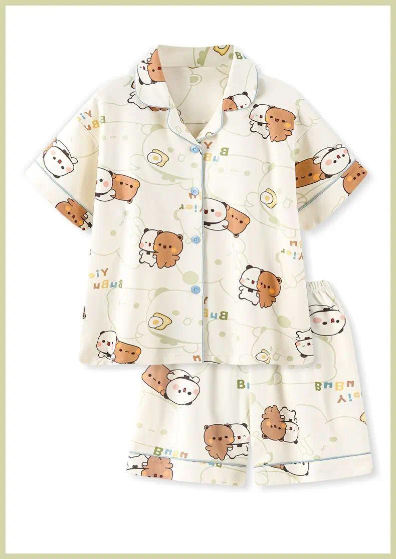 Bubu Dudu Pajama Set Soft Comfortable Sleepwear Cotton Loose Pyjama Suit Loose Home Clothes Are Cold SummerClothes Birthday Gift