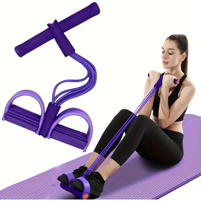 6 Tube Yoga Pedal Resistance Bands Full Body Workout Kit for Abdomen Waist Arms Legs Toning Stretching and Slimming Training Equipment