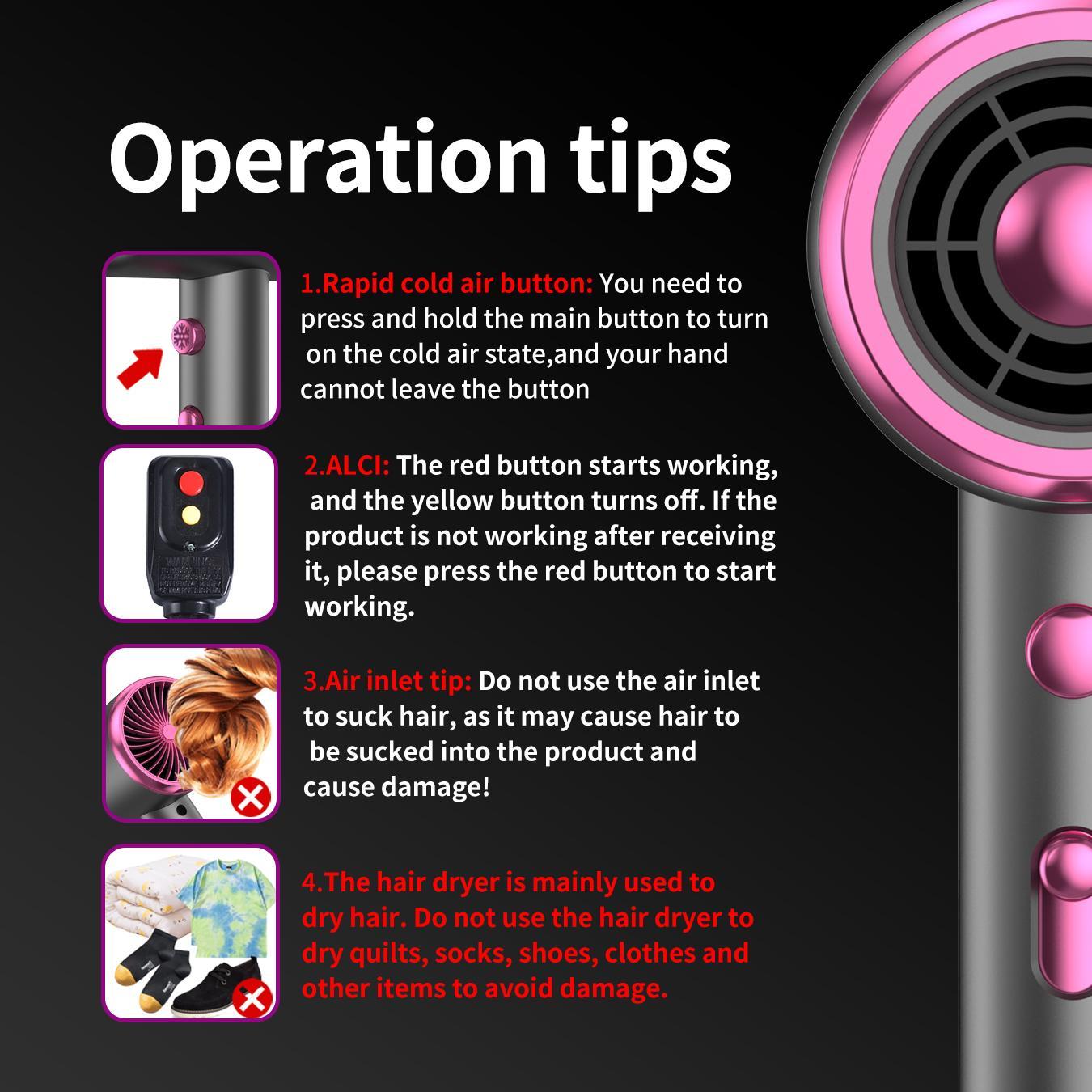 Powerful Ionic Hair Dryer Kit, 1 Set Hair Dryer & Concentrator & Diffuser & 3 Comb & Hanging Rack & Manual, Multifunctional Hair Dryer, Professional Hair Styling Tool, Versatile Styling Options, Frizz Reduction, Hair Dryer, Hair Blow Dryer