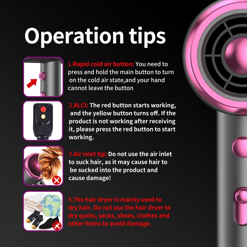 Powerful Ionic Hair Dryer Kit, 1 Set Hair Dryer & Concentrator & Diffuser & 3 Comb & Hanging Rack & Manual, Multifunctional Hair Dryer, Professional Hair Styling Tool, Versatile Styling Options, Frizz Reduction, Hair Dryer, Hair Blow Dryer