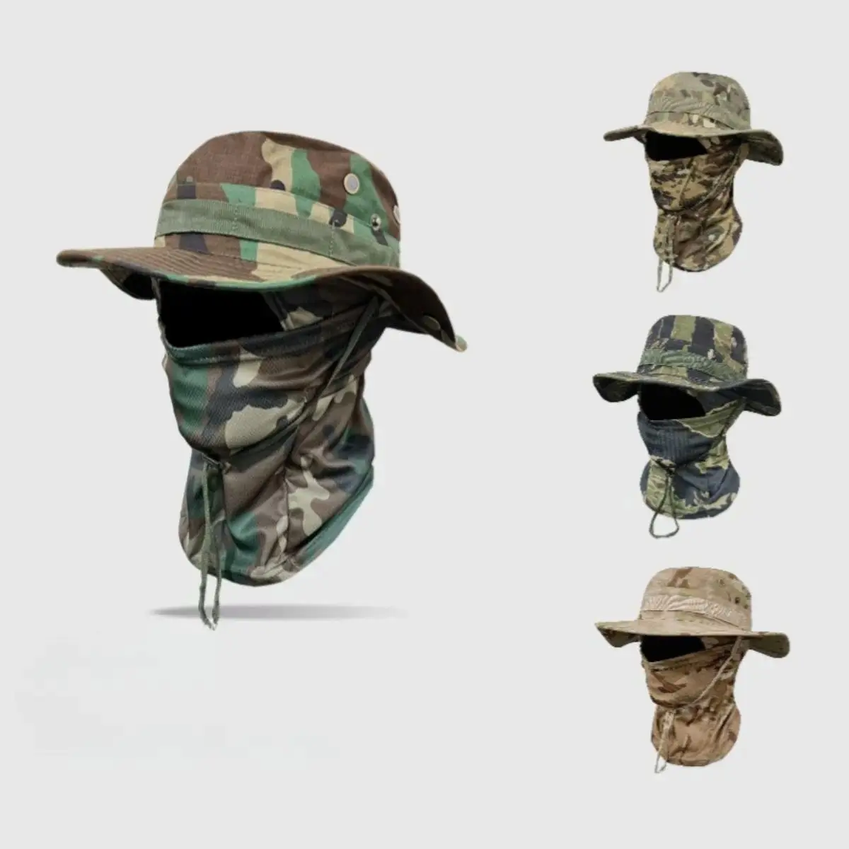 Men's Camouflage Bucket Hat, Adjustable Cotton Blend Outdoor Sunhat with a Wide Brim and Windproof Drawstring, Packable for Fishing & Travel, Adjustable Cotton Hat, Men's Hats