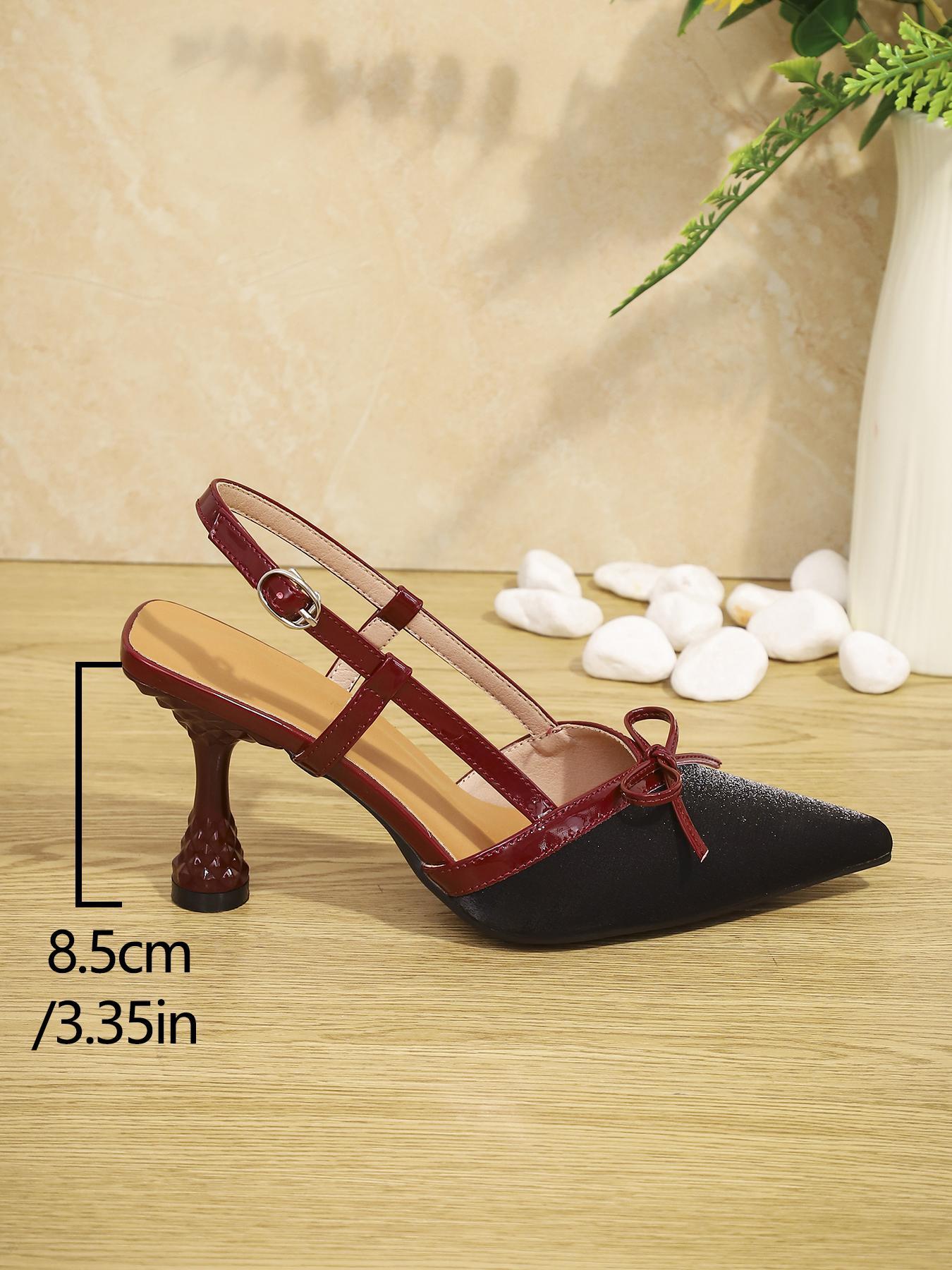 Women's Fashionable Bowknot Design Heels, Valentine's Day Gift, Casual Pointed Toe High Heel Classy Sandals for Summer, Comfortable Breathable Slingback Shoes for Daily Wear