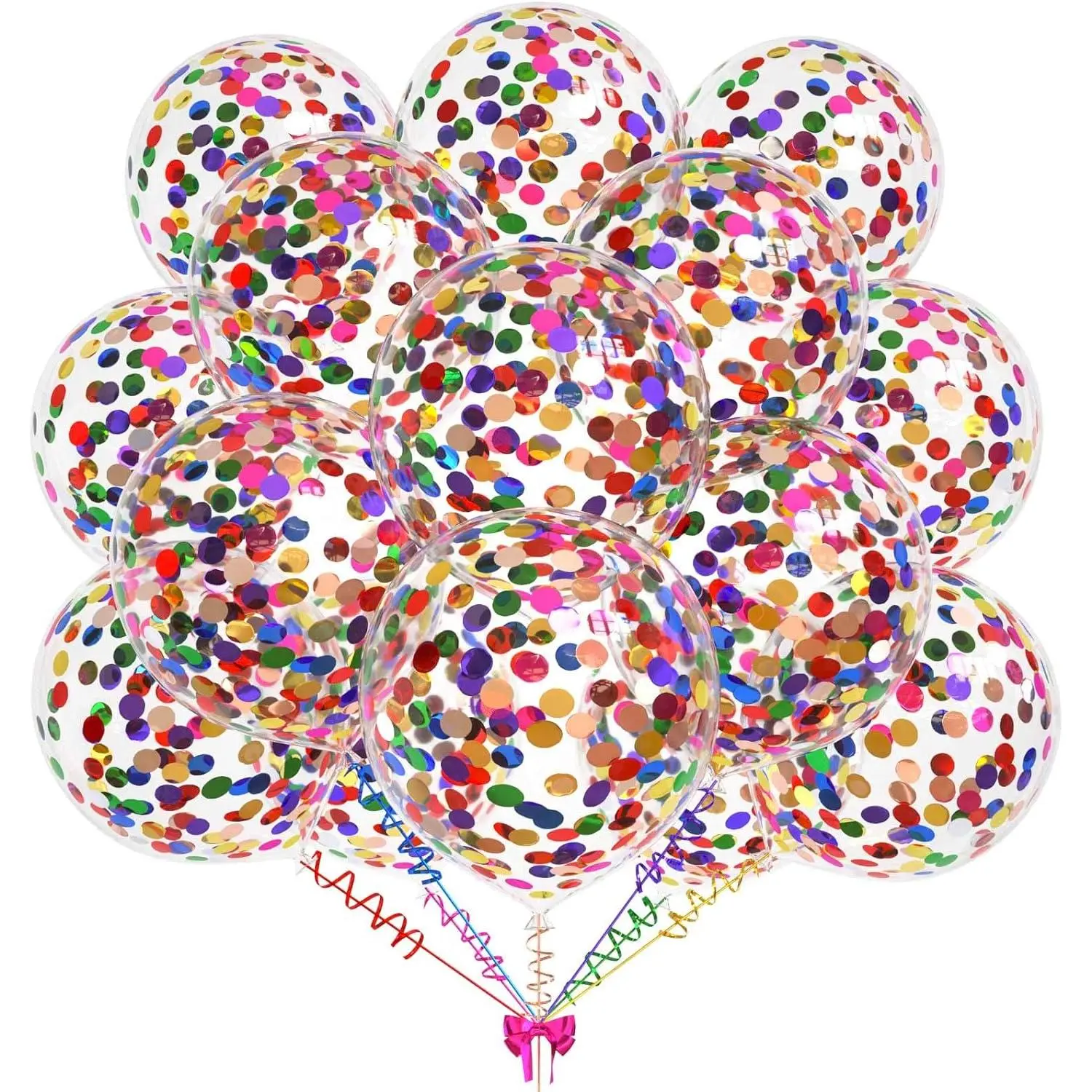 50 count Multicolor Foil Confetti Balloons,12 inch Latex Balloon with Rainbow Confetti Inside for Birthday Family Party Wedding Party  Shower Decoration Supplies