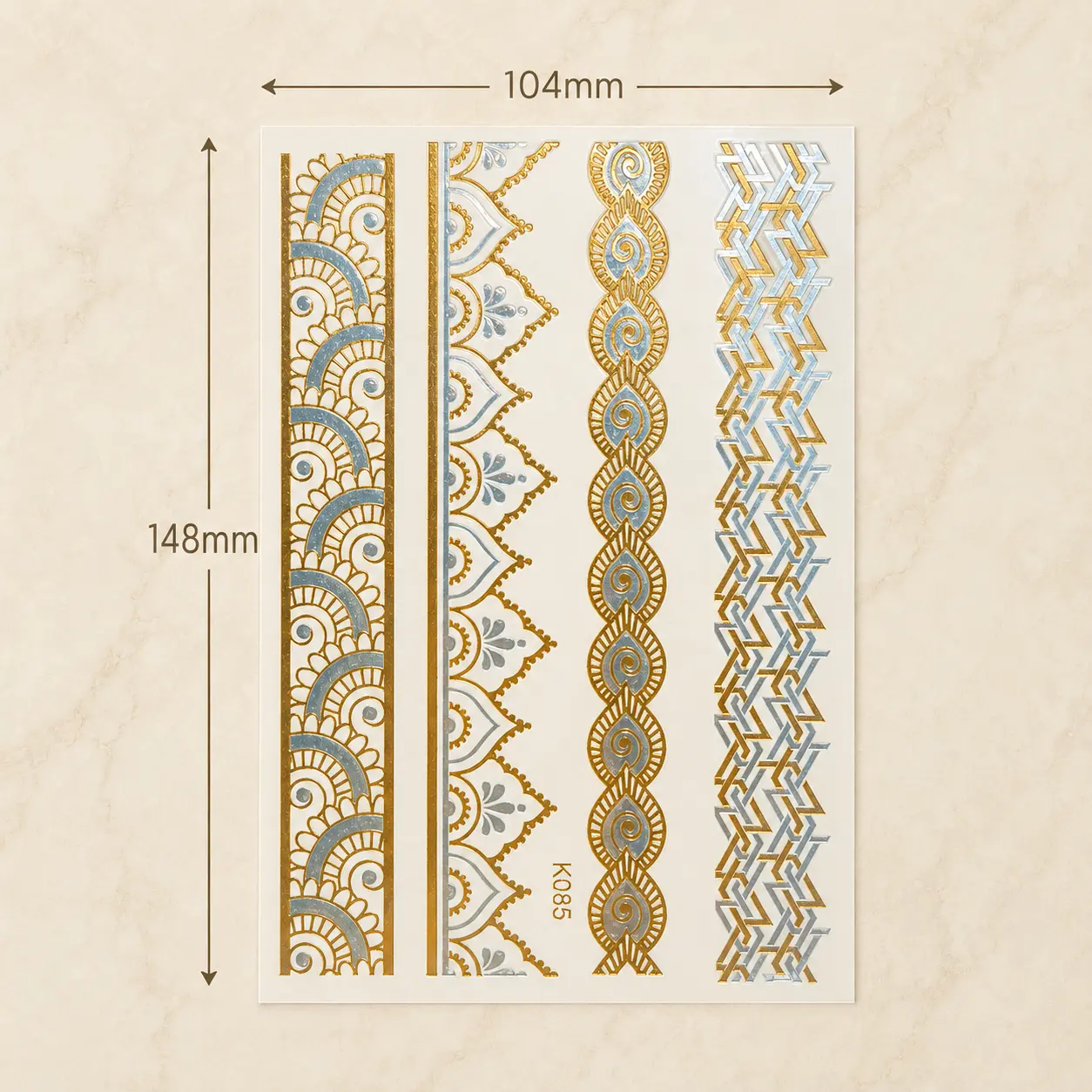 Metallic Bracelet Band Temporary Tattoo Sheet