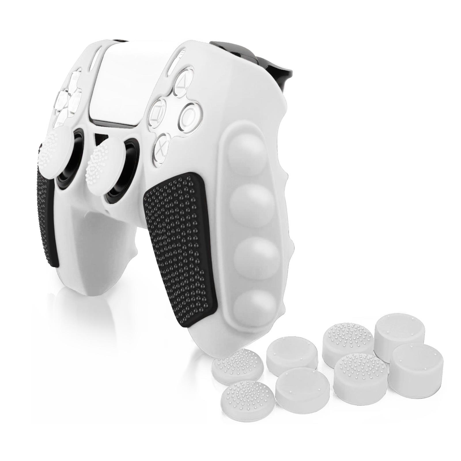 Game Controller Non-slip Protective Case with 8 Thumb Grip Cap, Silicone Soft Shell Game Controller Protective Cover, Console Accessories for PS5 Tech Accessories