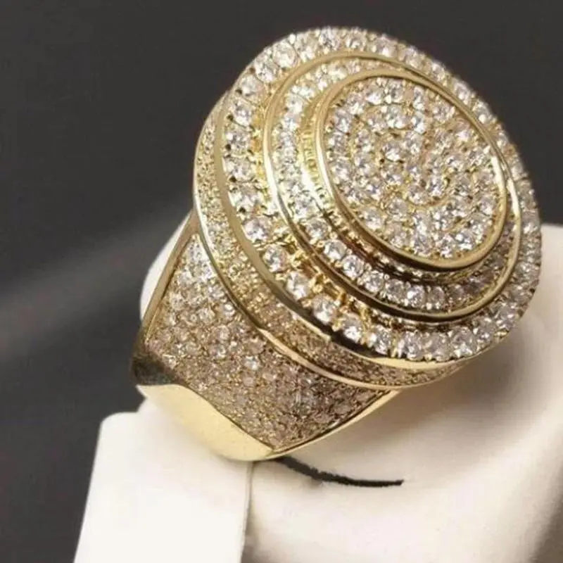 Unisex Hip-Hop Look Full-Artificial Gemstone Ring, Creative Fashionable Multi-Size Jewelry Accessory, Circular