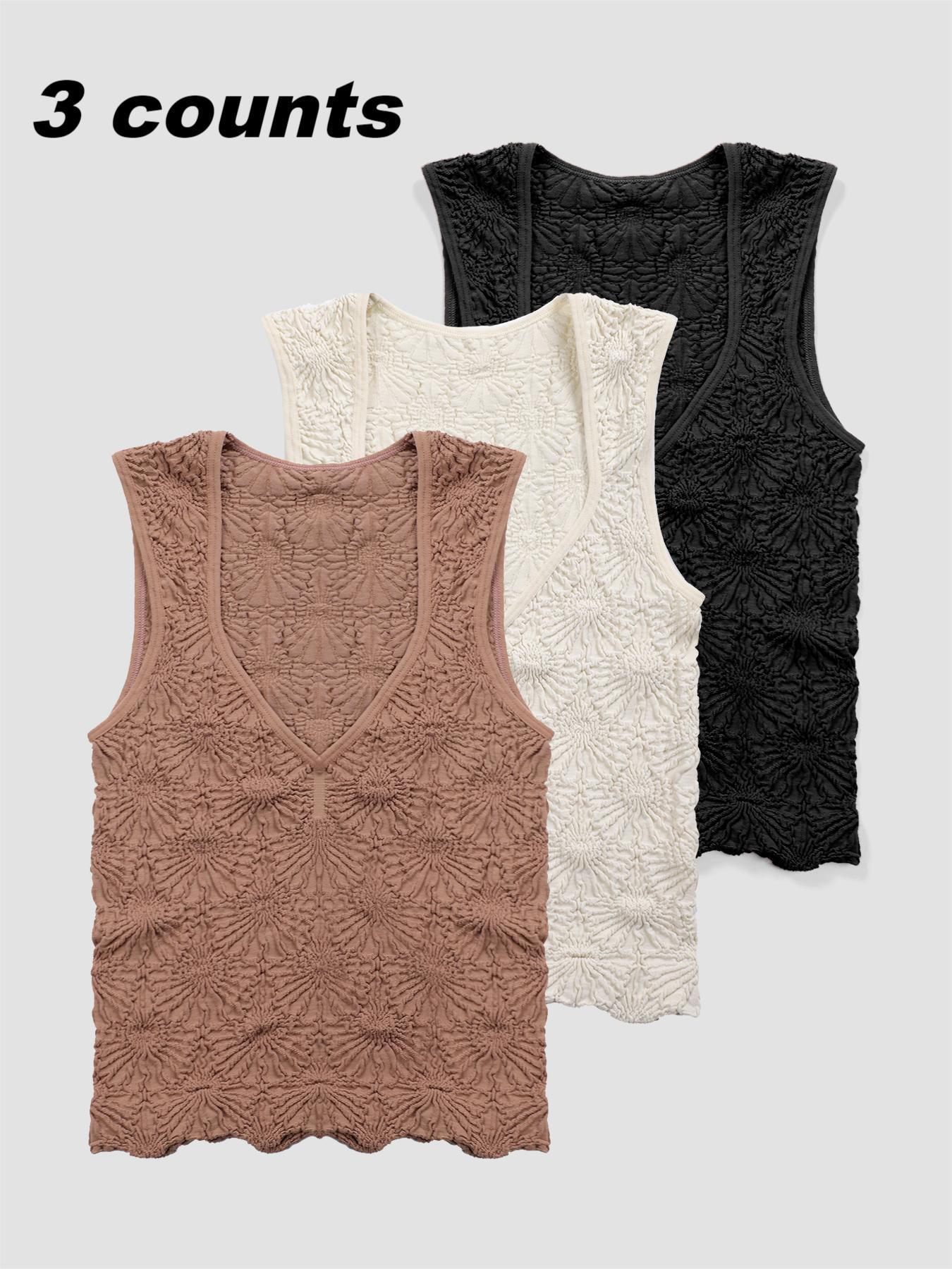 Women's Floral Embossed Sports Tank Top, Casual Solid Textured Sleeveless Sports Top for Yoga Gym Workout, Ladies Sportswear for All Seasons, Yoga Gym Activewear, Yoga Workout Vest