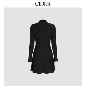 Cider [size 0-10] Jersey Mock Neck Long Sleeve Short Dress SummerFinds