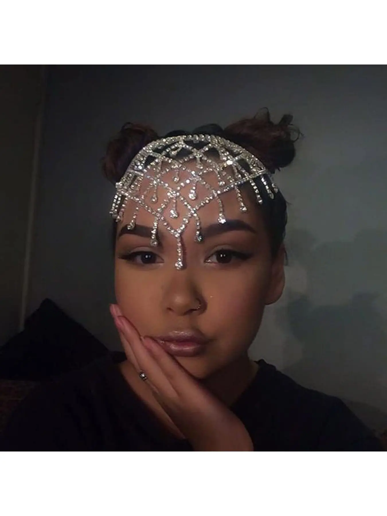 Popular tassel forehead chain, fashionable multi-layer bridal rhinestone hair chain, stylish hair accessory, hair chain, gift for women