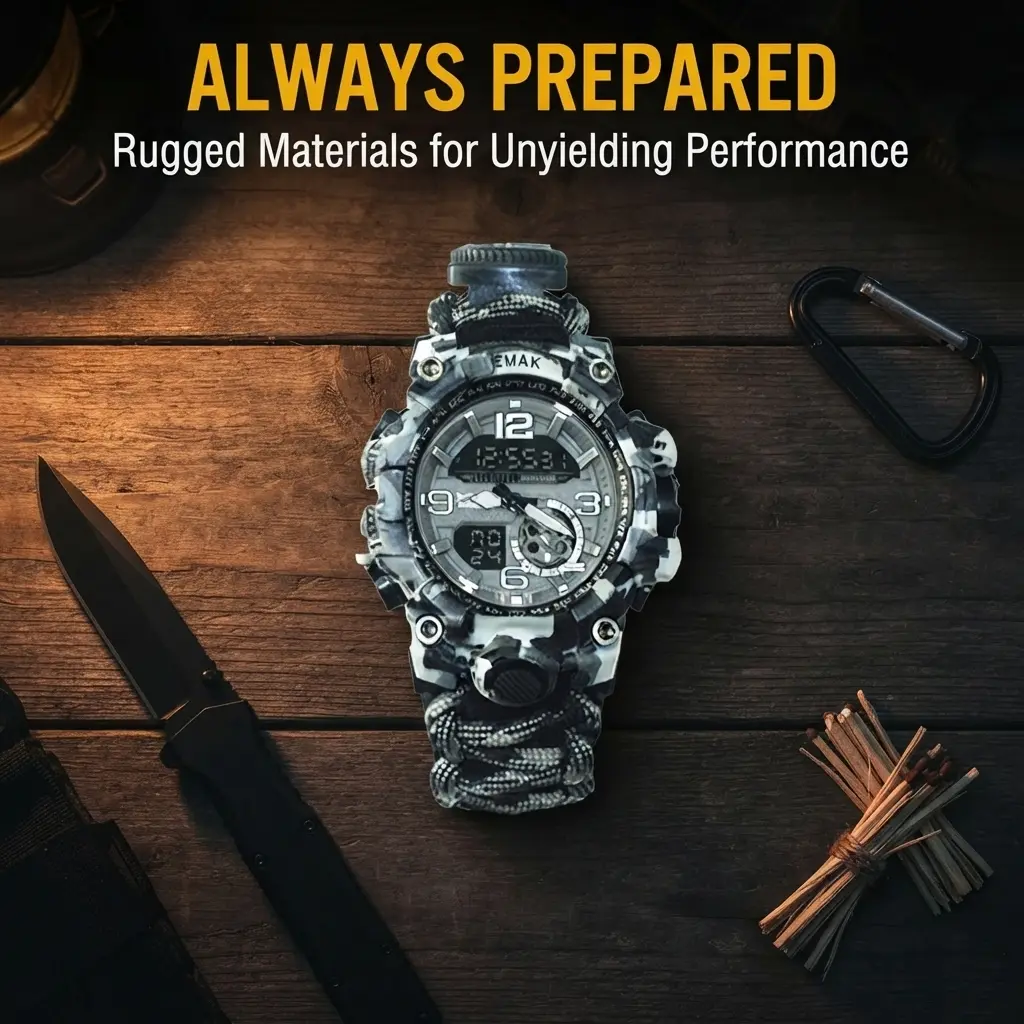 Multifunctional outdoor sports electronic watch, hiking and mountaineering compass watch, outdoor survival watch