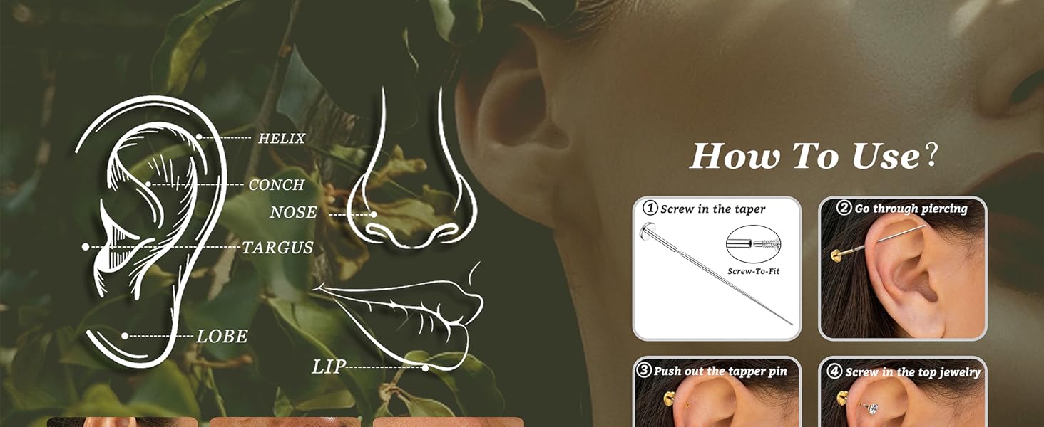 CASSIECA Flat Back Earrings Studs Hypoallergenic -Gold-Plated Surgical Steel Earring 18G Cartilage Helix Tragus Conch Piercing Jewelry Extended Internal Thread Earrings for Women Men