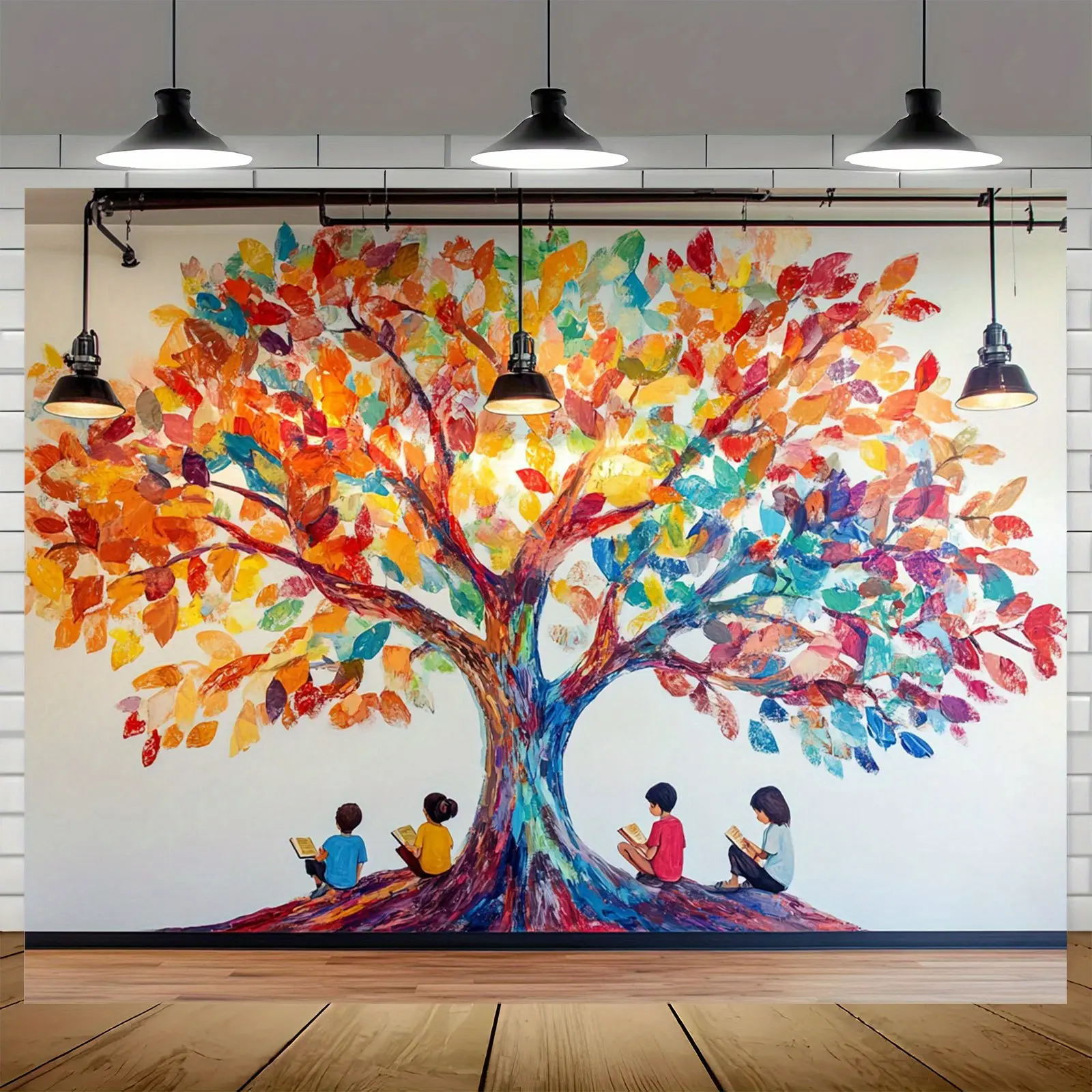 Tree of Knowledge Classroom Backdrop Banner - Lightweight Colorful Educational Tapestry Wall Decoration, Creative Tree Print Photo Backdrop Gift for School Events, Learning Spaces