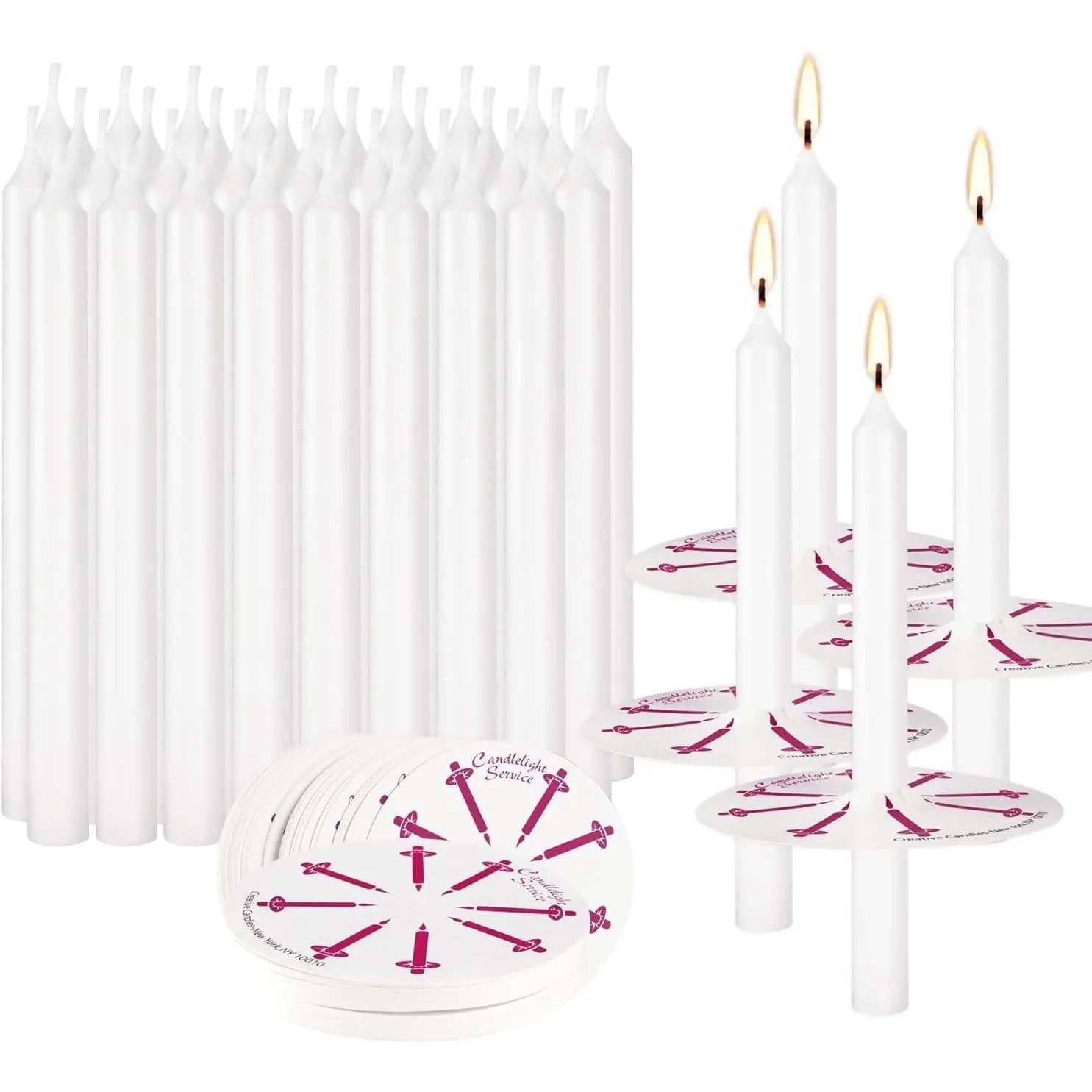 400 Pack White Taper Candles with Drip Guards & Paper Holders - 5 Inch Odorless Religious Candles for Church Prayers, Sabbath Ceremonies & Home Decorations