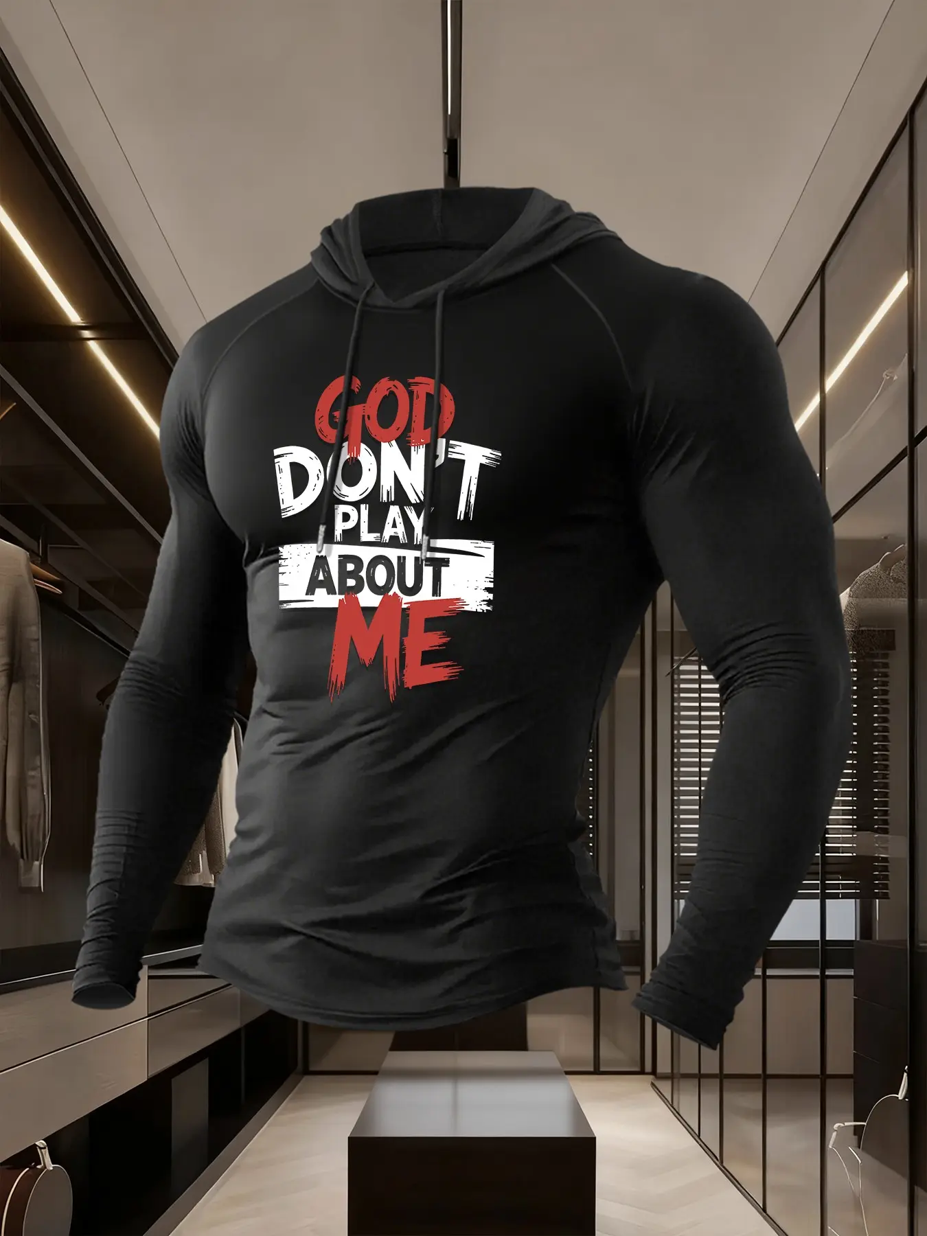 God Don’t Play About Me Vintage Slogan Graphic Hooded Compression Long Sleeve Shirt for Men Soft Elastic Muscle Fit Christian Faith Athletic Base Layer Gym Training Daily Layering Jogging Outdoor Wear 2026 Trendy #gymapparel #christianhoodie #mensbaselaye