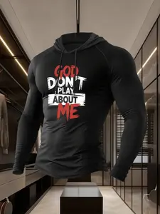 God Don’t Play About Me Vintage Slogan Graphic Hooded Compression Long Sleeve Shirt for Men Soft Elastic Muscle Fit Christian Faith Athletic Base Layer Gym Training Daily Layering Jogging Outdoor Wear 2026 Trendy #gymapparel #christianhoodie #mensbaselaye