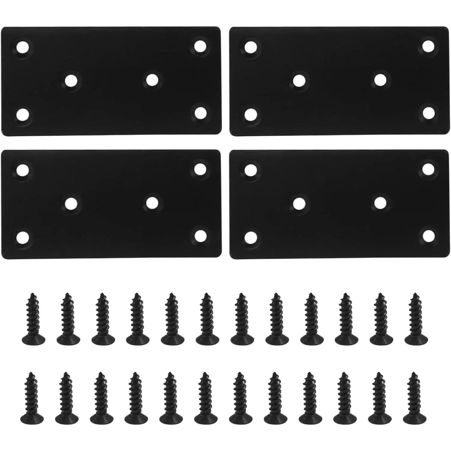 4 Pack Black Stainless Steel Mending Plates for , Flat Straight Brace Brackets 4 x 2 Metal Brackets for , Corner Braces for Furniture with Screws