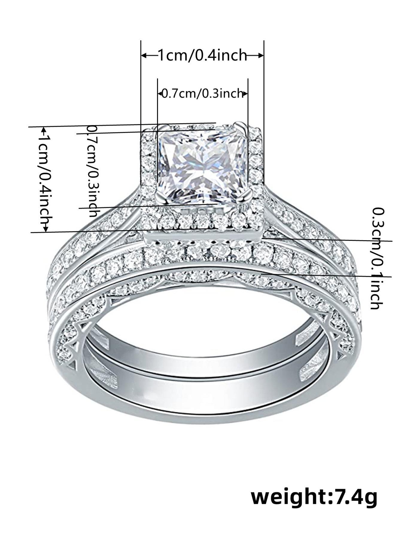 Elegant Rhinestone Decor Rings As Gift for Girlfriend, 2pcs/set Fashion Cluster Ring Bridal Engagement Ring for Wedding Party & Engagement Decor, Iced out Jewelry for Her, Statement Rings