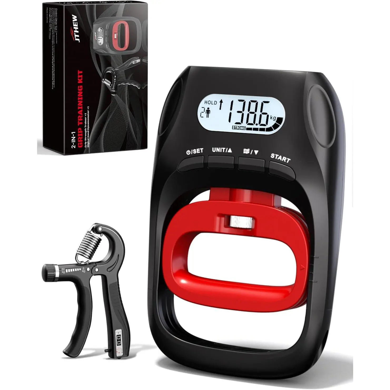 Grip Strength Tester Trainer -  Hand Dynamometer of 400lbs/180kg & Grip strengthener with Adjustable Resistance for
