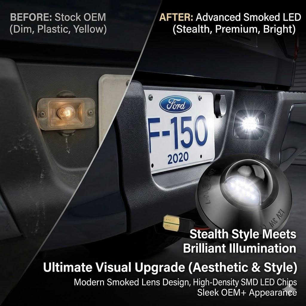 LED License Plate Lights for Ford F150 F250 F350 Super Duty Ranger Explorer Bronco Expedition Excursion 2Pcs 6000K White Rear Bumper Tag Light Assembly Replacement Waterproof Plug and Play