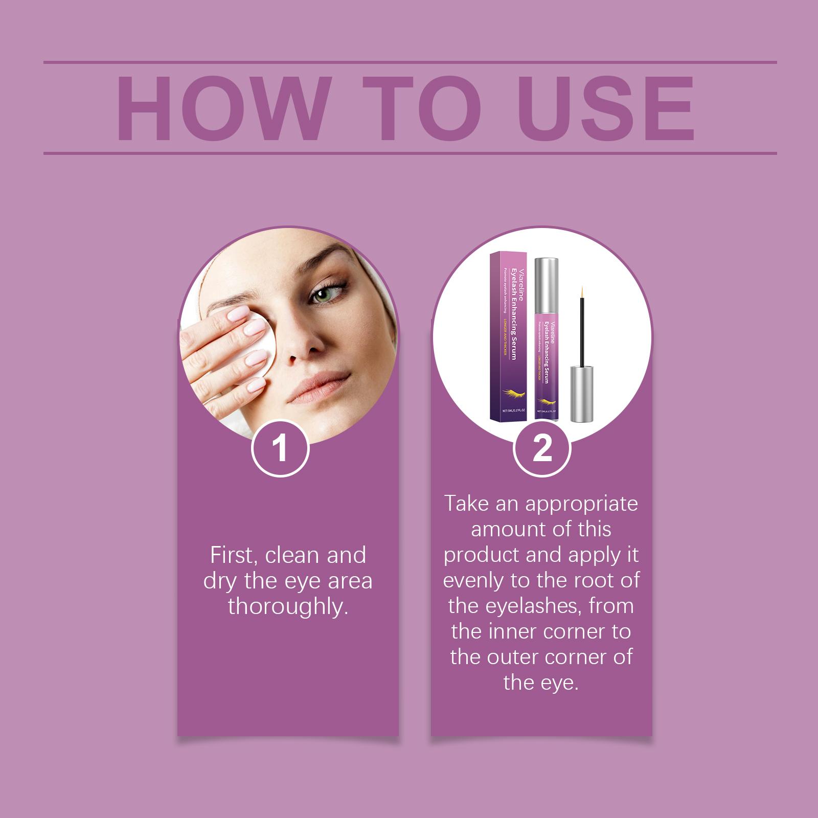 VIARELINE Eyelash Enhancing Serum with Myristoyl Pentapeptide-4, Hyaluronic Acid, Aloe Vera & Vitamin E, Promotes Growth, Strengthens, Improves Elasticity & Nourishes, for Sparse, Fragile Lashes, All Types