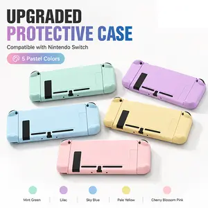 Split Design TPU Protective Case Compatible with Nintendo Switch, Shockproof Slim Soft Cover with Built-in Kickstand, Precise Cutouts Anti-Scratch Shell, 5 Pastel Solid Color Options