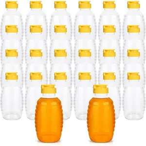 24 Pack Honey Bottle, Honey Bottles Squeeze 16 oz,With LeakProof Flip-Top Caps,Refillable Honey Plastic Jars,Plastic Honey JarsFor Storing And Dispensing.