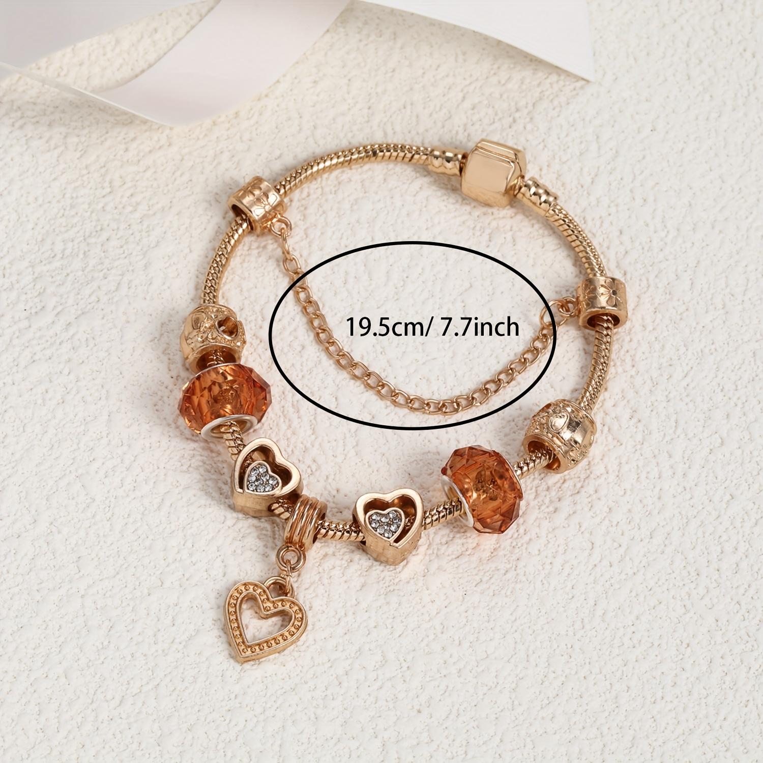 Elegant Adjustable Charm Bracelet For Women, Handmade Beads, Heart Pendant Bracelet, Fashion Jewelry Mother'S Day And Valentine'S Gift