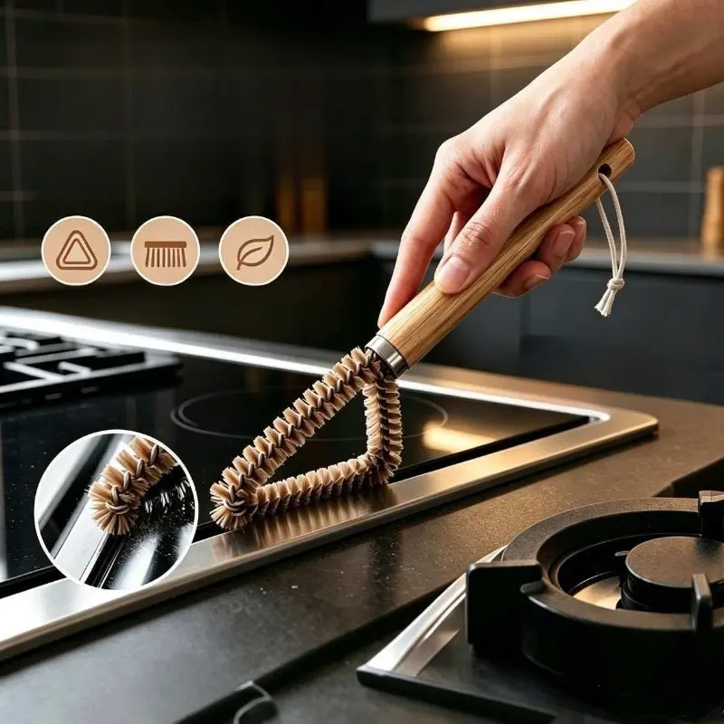 Kitchen Gap Cleaning Brush With Handle, Multi Purpose Scrub Brush For Stove, Range Hood, Sink And Grill, Stiff Bristle Brush For Grease Removal, Household Deep Cleaning Tool For Narrow Crevices