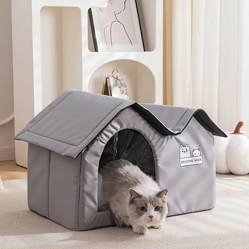 Foldable Outdoor Cat House, Warm Dog Bed, Pet Shelter, Moisture-Proof Pet Nest, Durable Puppy House, Indoor Outdoor Use