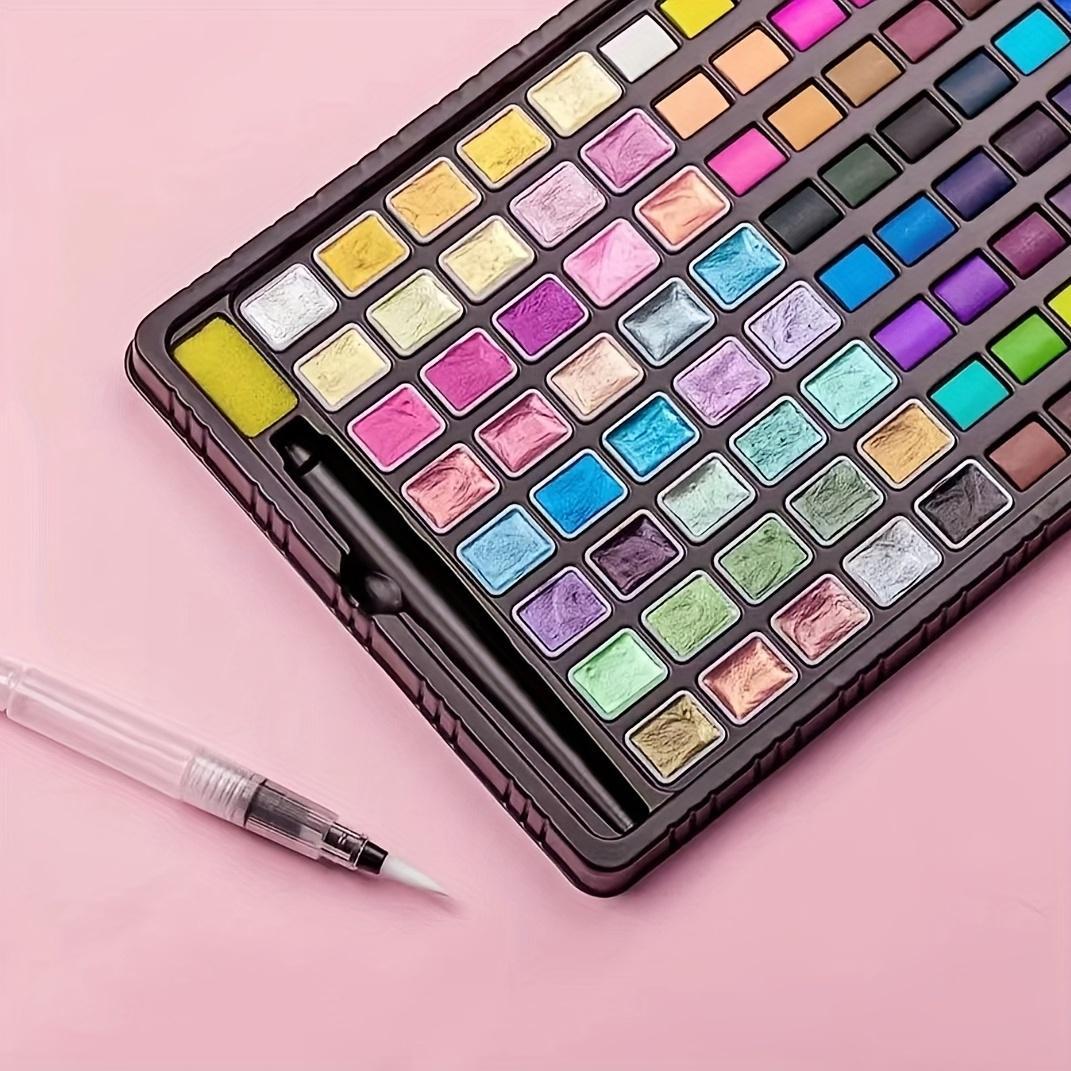 Watercolor Paint Set with Pearlescent Shades, 24/36/48/88 Colors Watercolor Paint Set with Brush & Portable Case, Ideal Gift for Creatives, Watercolor Paint Brushes
