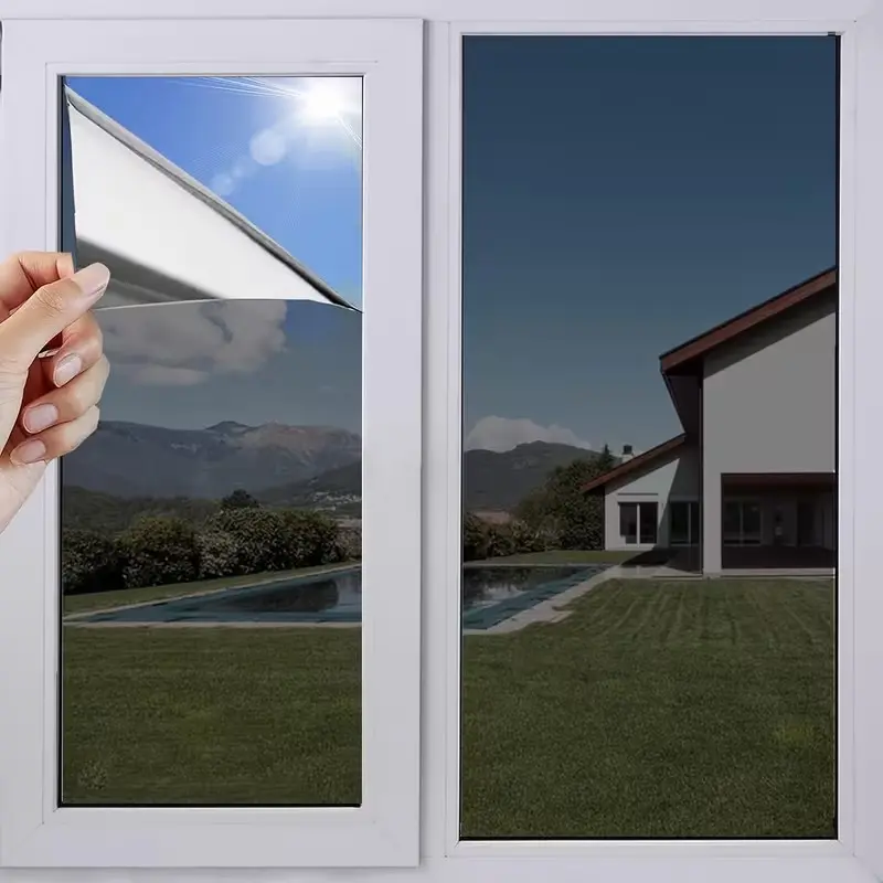 Privacy Window Film, One-Way Reflective Sunscreen Insulation UV Protection, Home Office Use, Privacy Shield, Heat Blocking Mirror Film