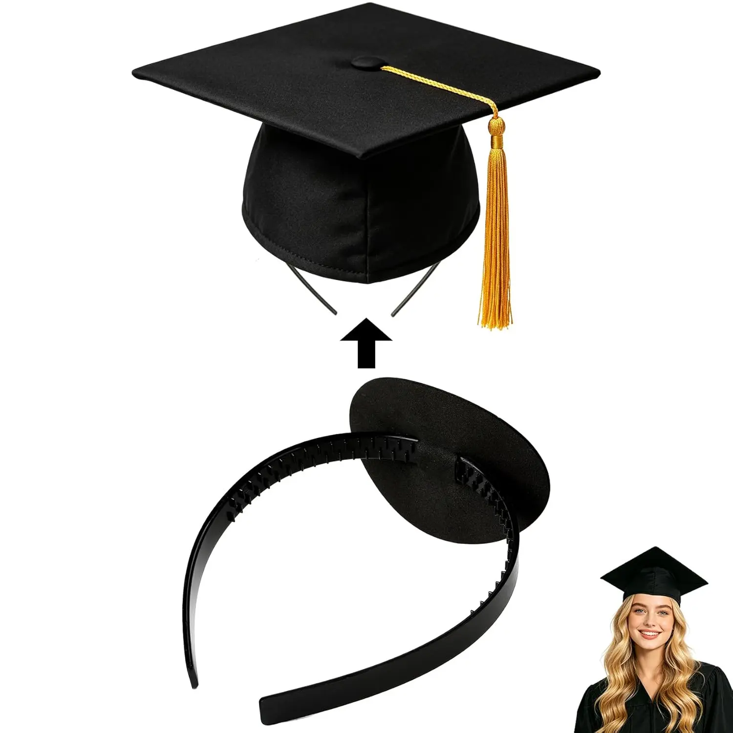 New Graduation Cap Headband,  Firm Anti-Fall Grad Cap Headband for Graduation Insert, Graduation Cap decorations Hat Accessories Graduations Gifts for Graduates, Students, Women Graduations Ceremonies