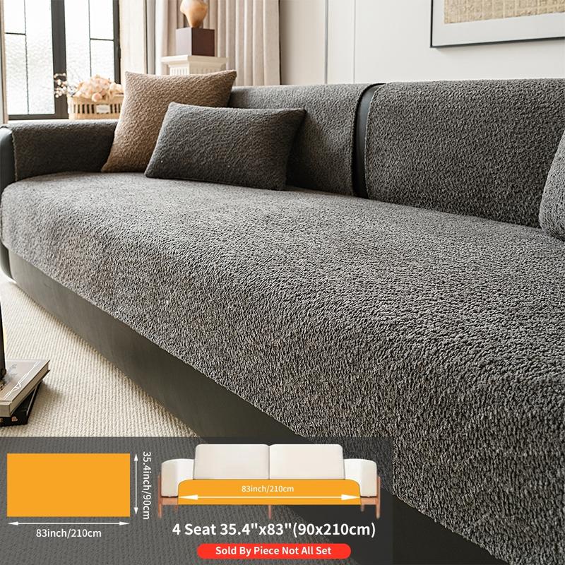 Pure Color Pearl Velvet Sofa Cover, Washable Sofa Slipcover, Pet-Friendly Anti-Slip Protector, Home Decor Furniture Protector for Living Room Bedroom