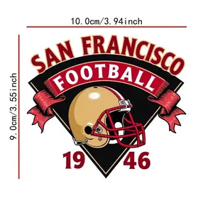 2D Flat Stickers- 2D flat stickers made of PVC material, featuring an eye-catching San Francisco football helmet design, perfect for fans, vehicles, laptops, etc.- They are self-adhesive and single-use- can be applied to surfaces such as glass and me