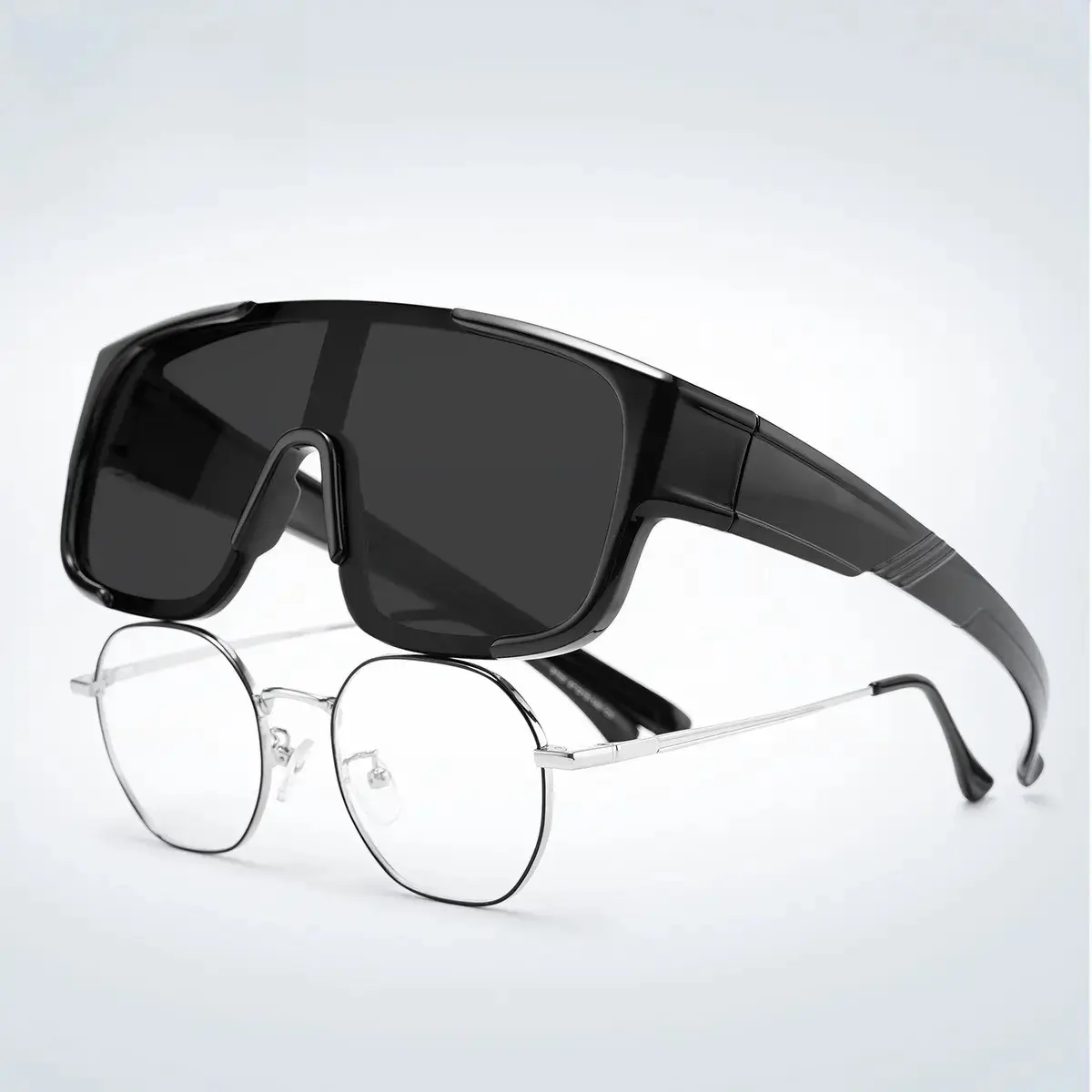 Oversized Shield Sunglasses with UV400 Protection Lenses, Unisex Solid Tint Fit-Over Eyewear for Driving, Anti-Wind & Sand Protection, Uv400 Lenses
