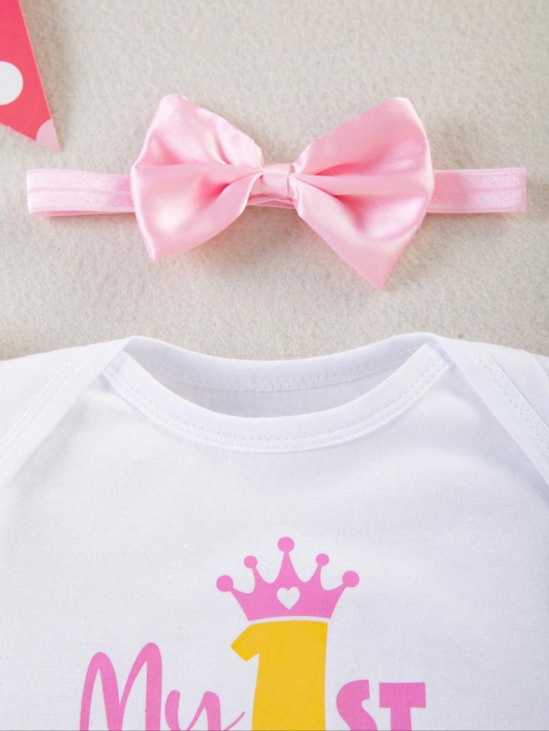 Three-Piece Set Baby Girl's Letter Print Tee & Colorblock Tiered Layer Skirt & Bow Decor Hair Band Set, Cute Butterfly Sleeve Round Neck Top & Tutu Skirt & Hair Band, Infant Toddler Kids Birthday Party Outfits