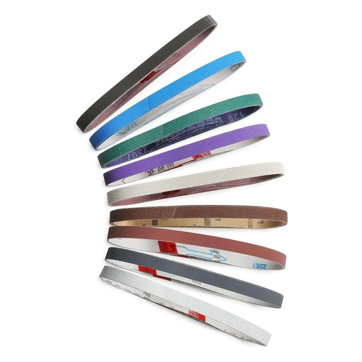 36 Pcs 1/2 X 18 Inch Sanding Belts Set, 4 Each of 80/120/240/400/600/800/1000/2500/5000 Grits, Replacement Belts for Belt Sander, Woodworking, Plastics, Fiberglass, Metal Polishing