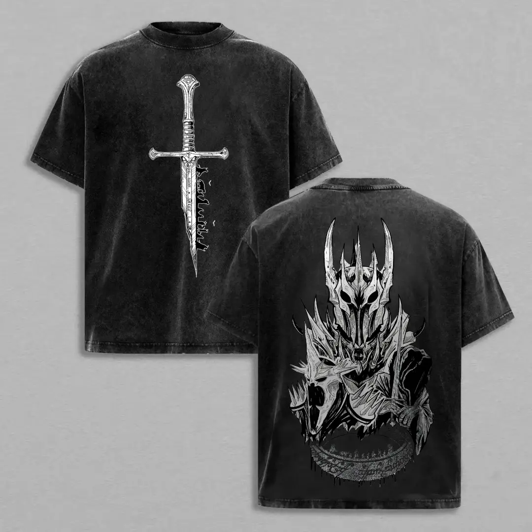 Men's Cotton Short-Sleeve Sauron Dark Lord Vintage LOTR Graphic T-Shirt, Menswear Apparel Top, Shortsleeve, Clothe, Tshirt, Seamless, Stylish, Oversized, Ribbed