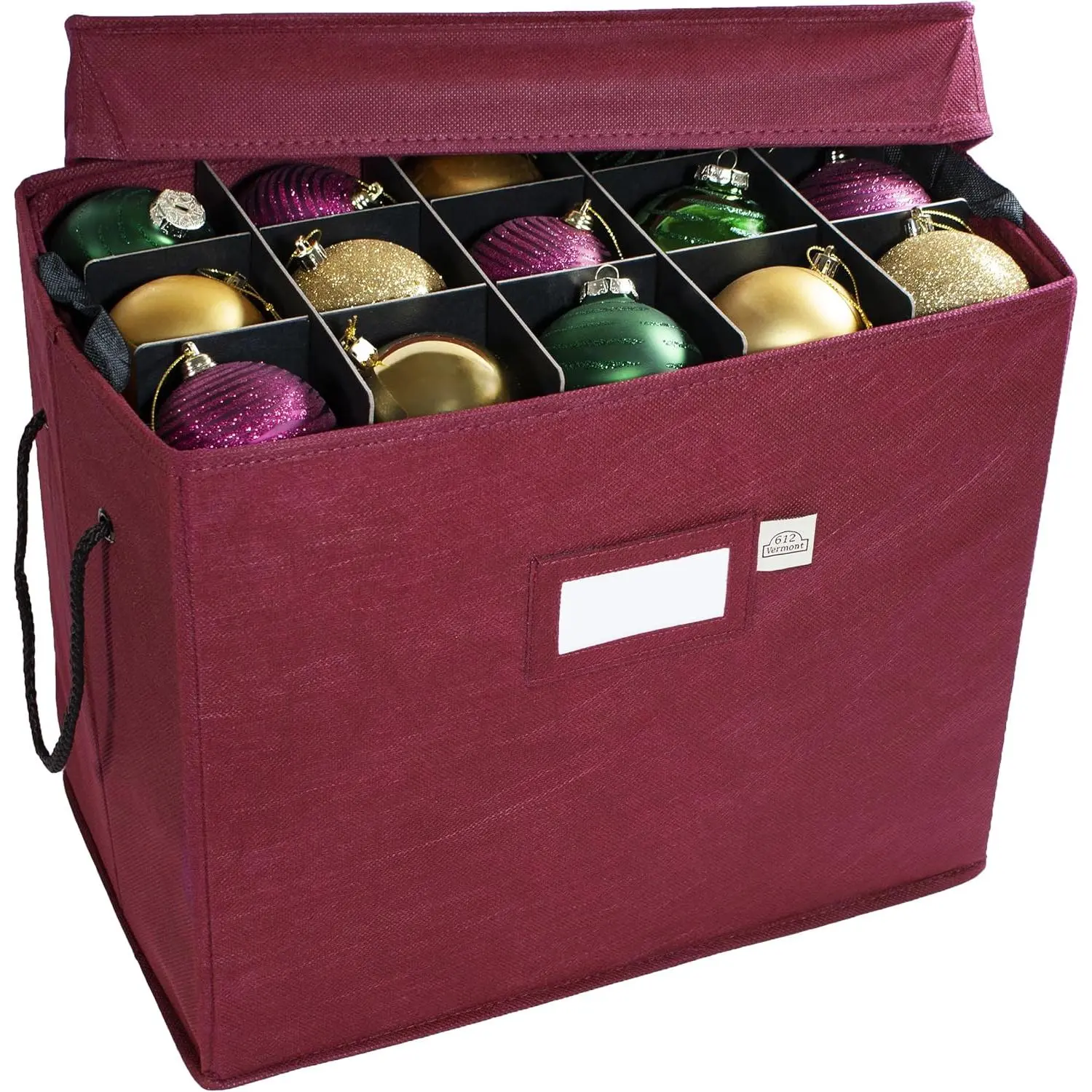 Christmas Ornament Storage Box with Adjustable Acid-Free Dividers, 4 Removable Trays with Handles, 16.25 Inch x 10 Inch x 13 Inch, Holds 60-3 Inch Ornaments