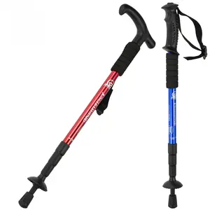 Trekking pole, three-section, four-section, straight handle, curved handle, aluminum alloy trekking pole, T-handle walking stick, hiking pole, Hiking Gear, Hiking Essentials