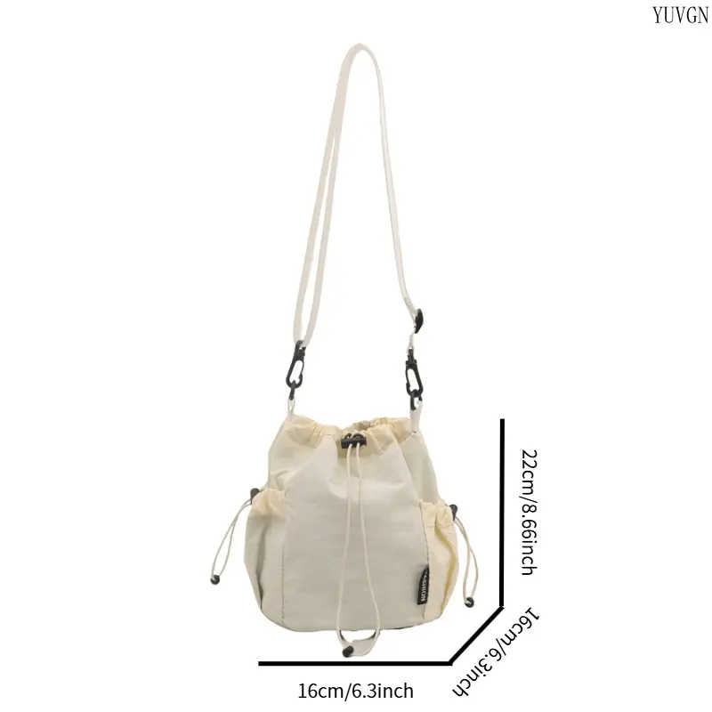 Unisex Sporty Look Nylon Crossbody Sling Bag - Lightweight Mini Drawstring Bag with Side Pockets, Athletic Travel-Light Carry for Hiking, Gym