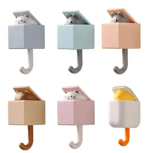 6-Pack Kitty Cat Wall Hooks - Smooth, Non-Slip, Dual-Use Adhesive or Nail Mounted - Indoor Recreation Organizer for Towels, Coats, Hats - Space-Saving Decor for Kitchen, Bathroom