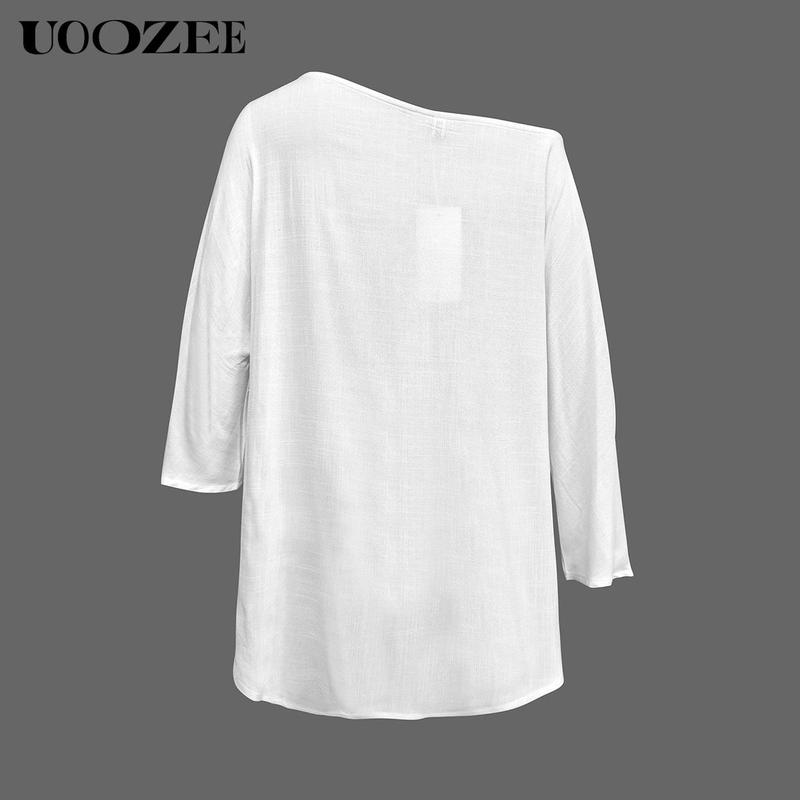 UOOZEE Women's Summer Cotton Blouses - Off Shoulder Long Sleeve Tops in Solid Color for Casual Wear High-Quality Material Multiple Color Options T-shirts