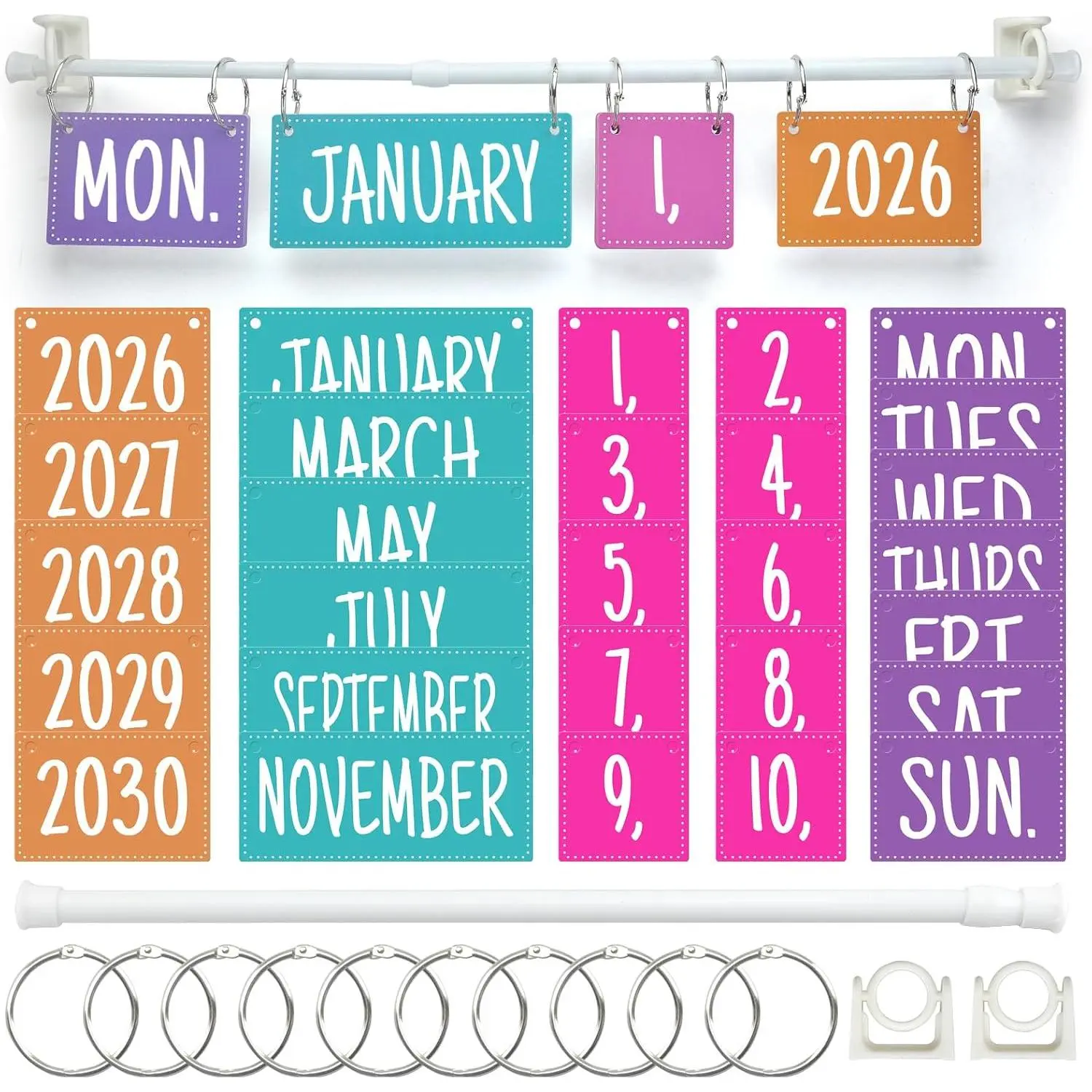Flip Calendar Bulletin Board Set, Rainbow Classroom Decoration with Holder,  Date Cards for Classroom &  Decor