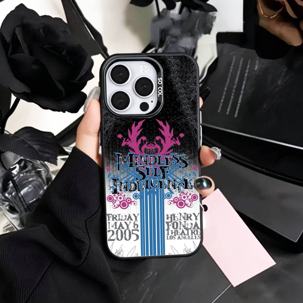 M-Mindless S-Self I-Indulgence Phone Case For iPhone17,16,15,14,13,12,11 Plus,Pro Max Colored Silver Plated Inside Cover