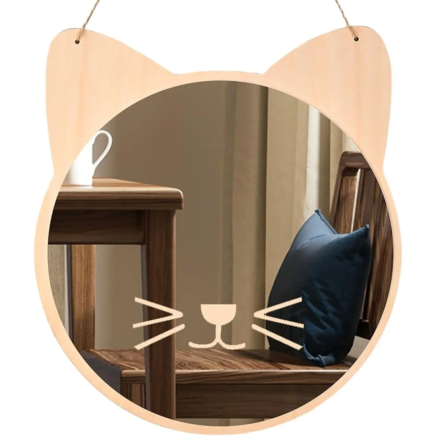 Unbreakable Acrylic Kids Mirror for Wall - Safety Hanging Non-Glass Cat Decoration for Playroom, 10 InchGift