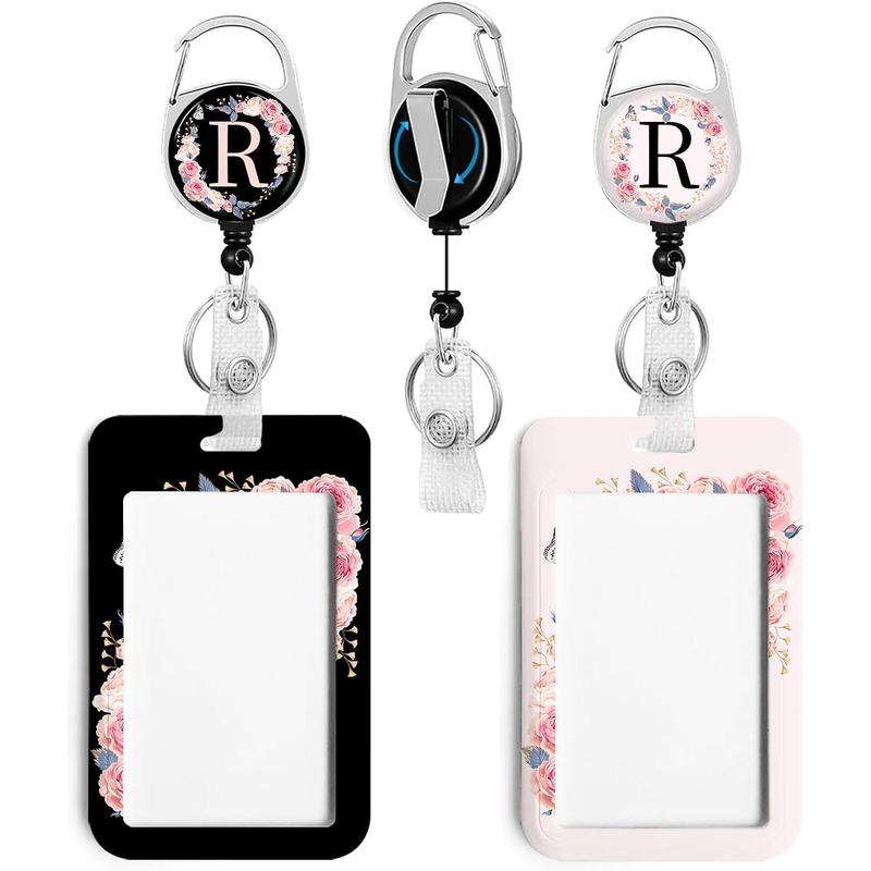 2 Pack A-Z Letter ID Badge Holder with Clip Badge Reels Retractable Heavy Duty,,ID Holder for School Nurse Office R 2 Pack A-Z Letter ID Badge Holder with Clip Badge Reels Retractable Heavy Duty,,ID Holder for School Nurse Office R
