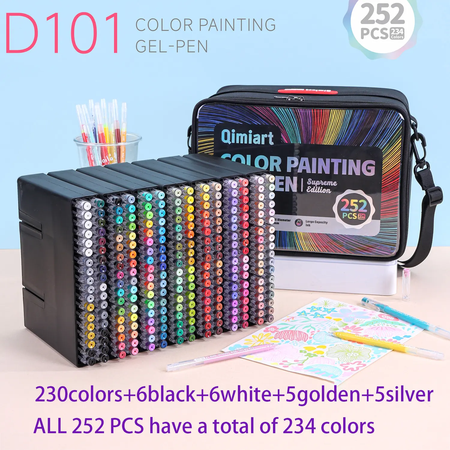 New Languo Colorful Painting Gel Pen Set with Storage Box, 0.6mm Tip, Rich Colors, Art Supplies for Students, School Studio Use